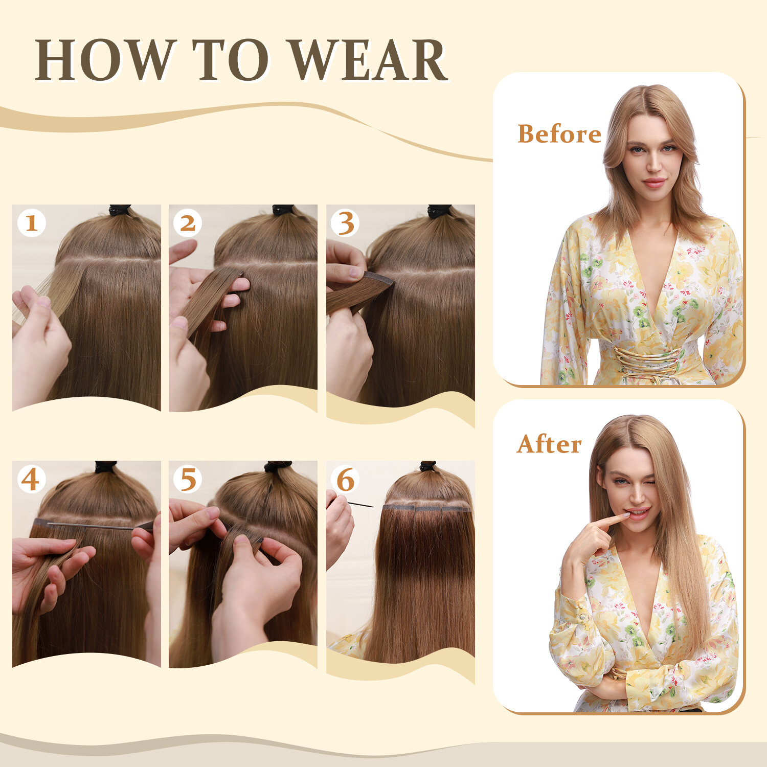 Balayage Tape In 100% Real Remy Human Hair Extensions Skin Weft Thick Full Head