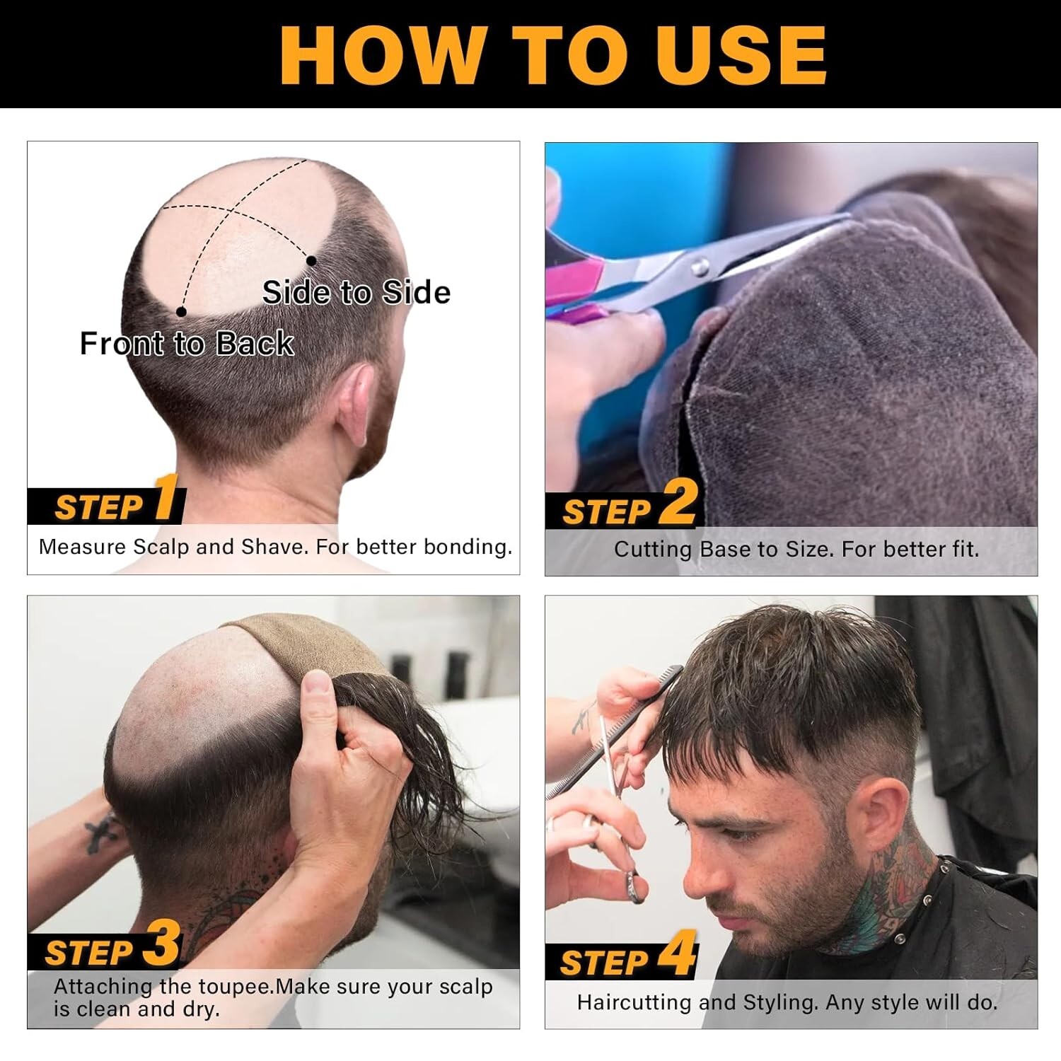 Skin-like HD Full Lace Toupee Hair for Men 8x10in #1B20 Natural Black + 20% Grey