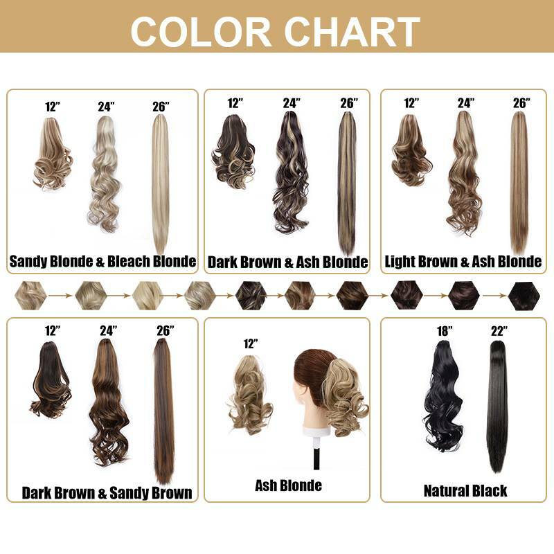 Real Thick Hair Claw-On Ponytail Hair Extension Piece Clip In Pony Tail as Human