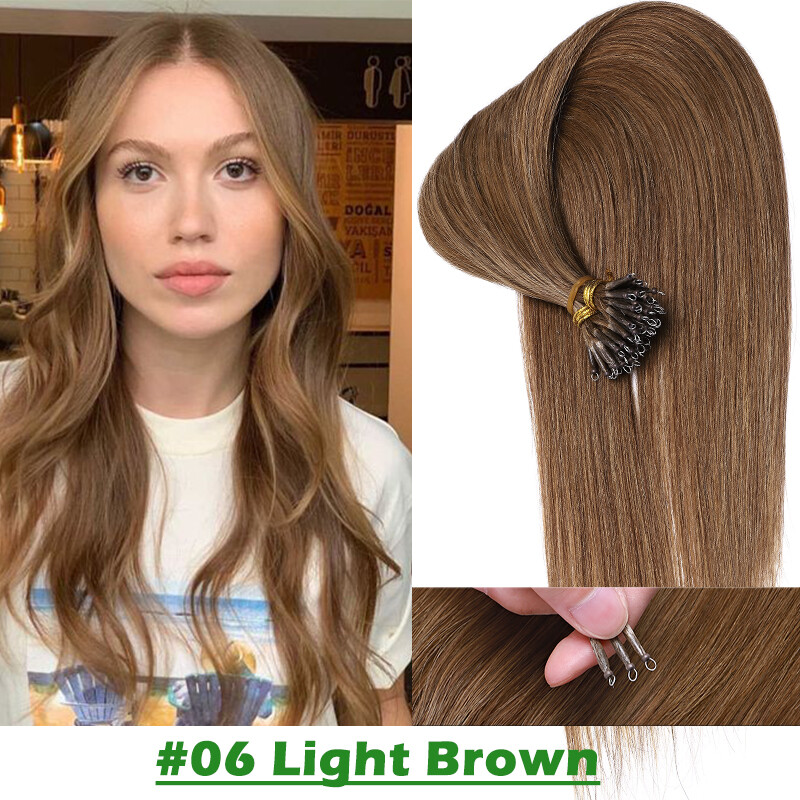 Nano Ring Real Remy Human Hair Extensions Microlink Bead Tip Thick Highlight