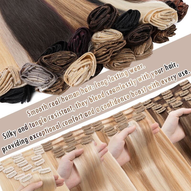 7pcs 15″ 18″ 20″ 22″ Clip In Remy Real 100% Human Hair Extensions Full Head N206