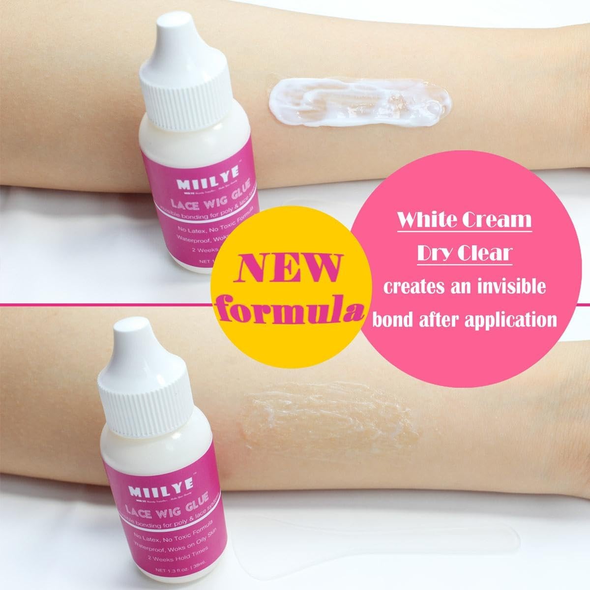 MIILYE Strong Hold Lace Wig Glue Kit Invisible, Water/Sweat Proof + Remover