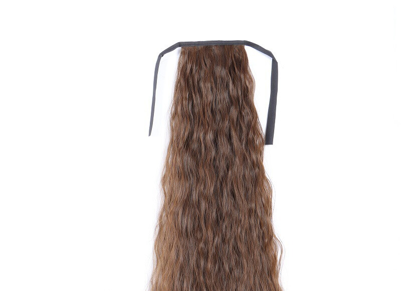 33in 140g Curly 85cm As Human Hair Extensions Corn Wave Ponytail Hairpiece Black