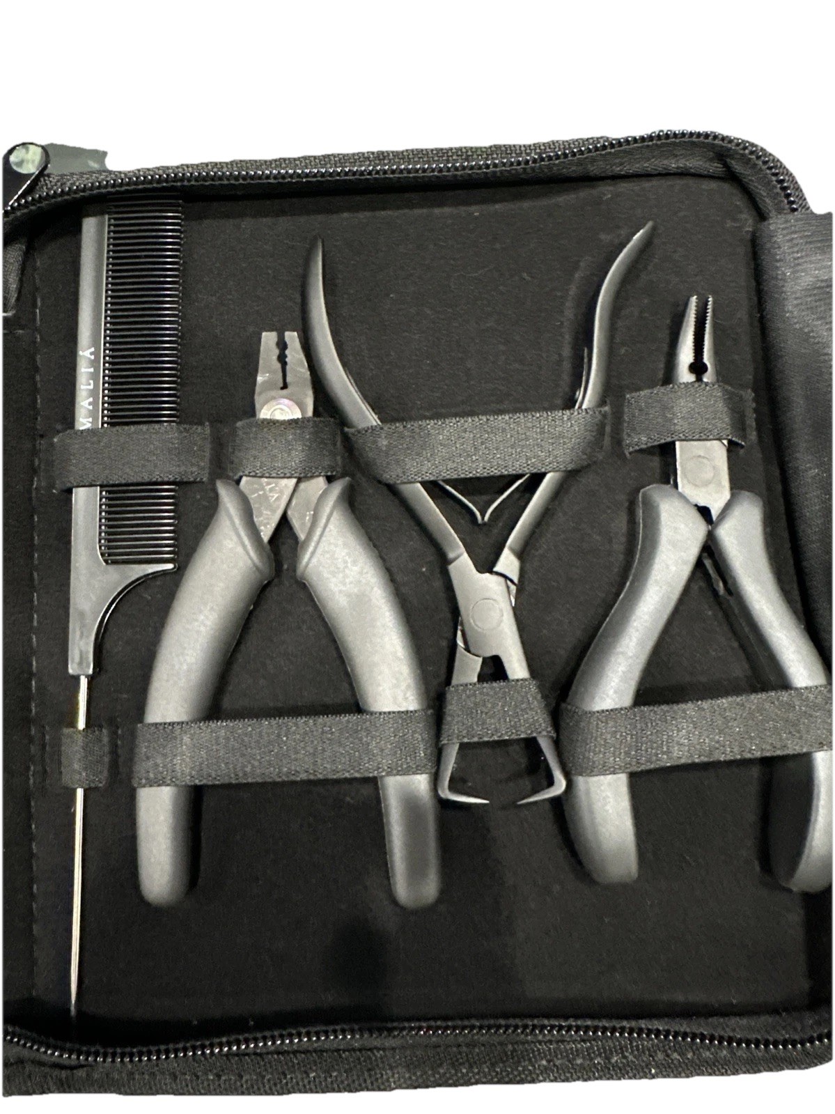 NEW-Professional Hair Extension Premium Kit-Pliers,Needle,Clips,Scissors, W/Case
