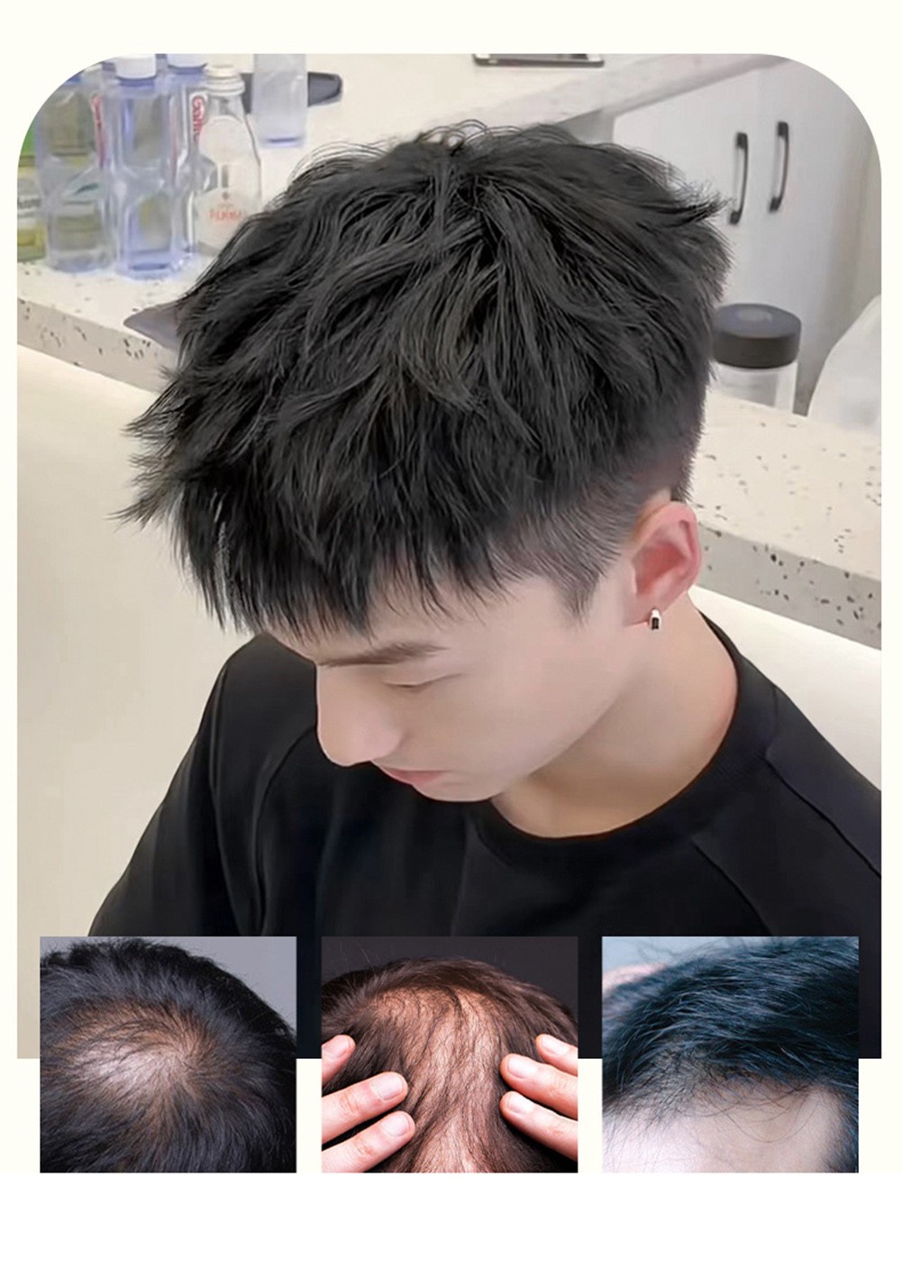 Fluffy Soft Curly Topper Human Hair Clip in Wiglet Hair Pieces Toupee For Men