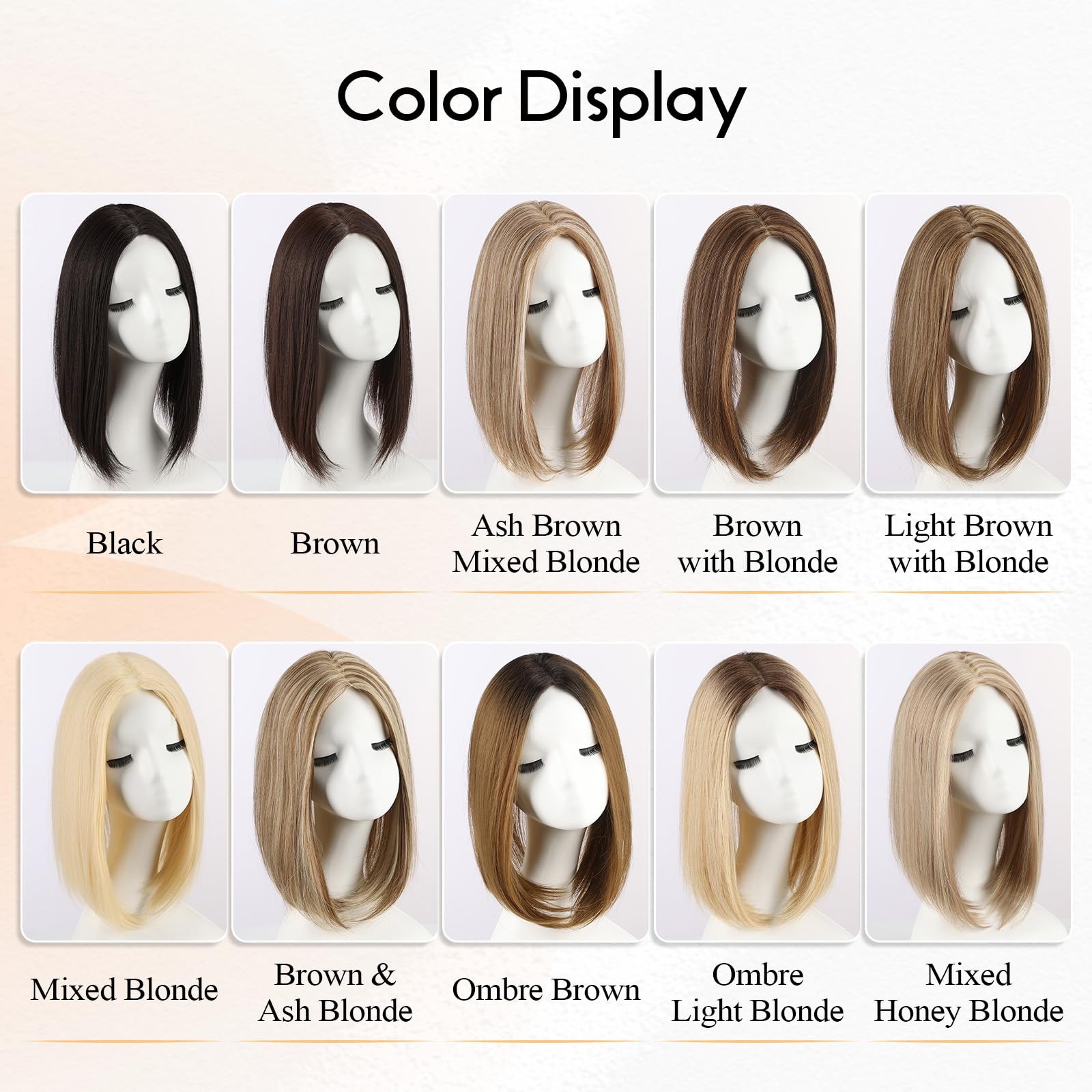 EMMOR 14in Synthetic Hair Topper with 3 Clips 5×3.5 Base Ombre Light Blonde
