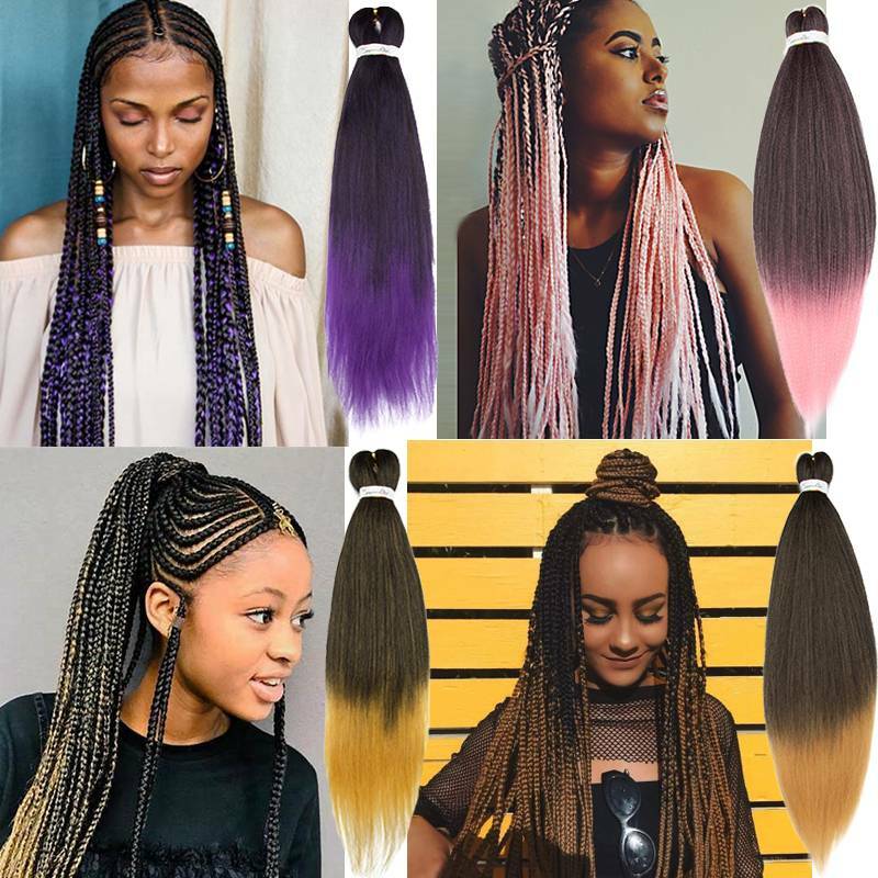 5 packs Yaki Straight Pre-stretched Braiding Box Braids Twist Hair Extensions D8