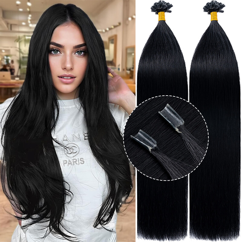 Keratin Fusion Glue Bondings Flat Nail U Tip Russian Remy Human Hair Extensions