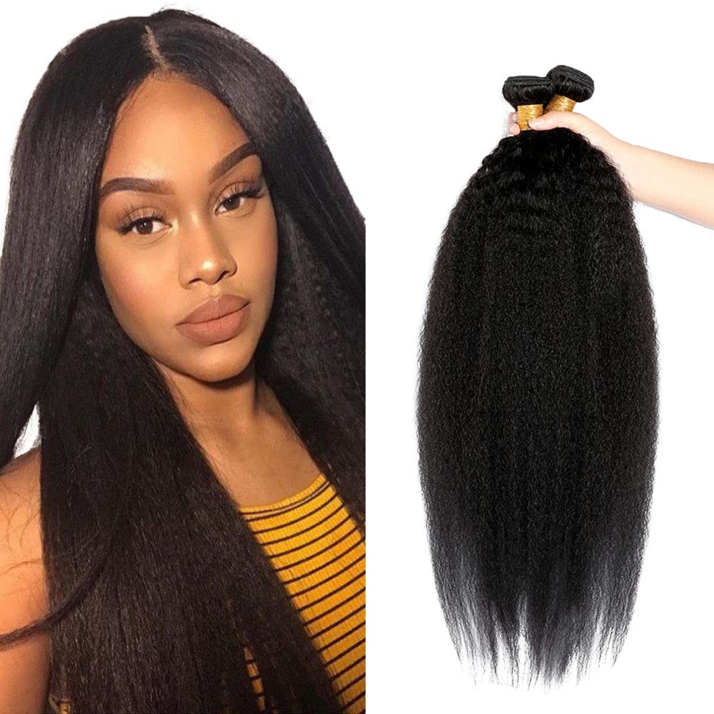 Crmbmod 1B Black Bundles Human Hair Yaki Straight Bundles 20 22 24 Inch