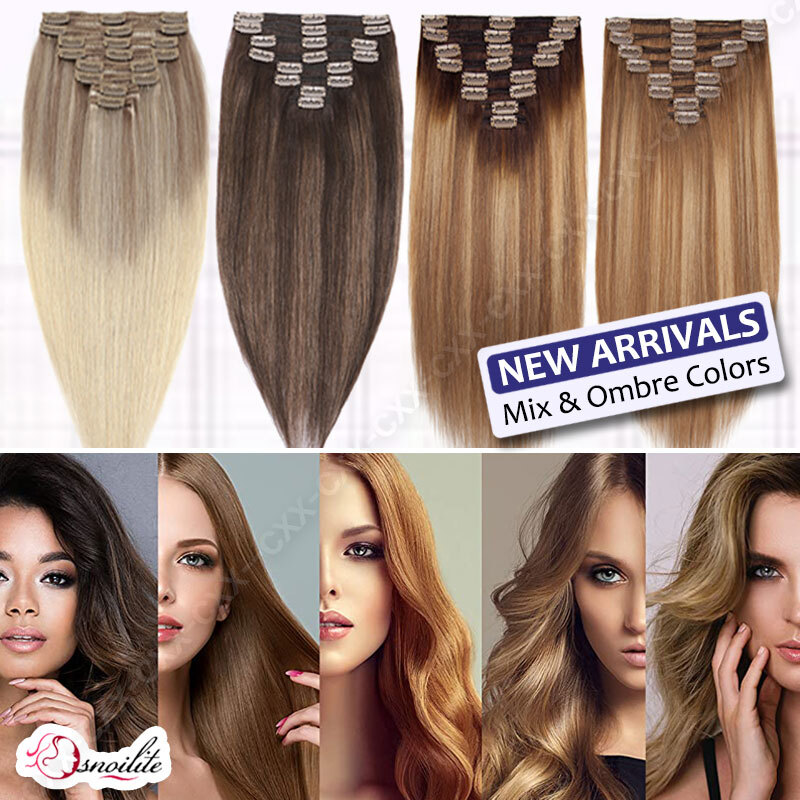 Extra Thick Double Weft Clip In Weave Remy Human Hair Extensions Full Head Brown