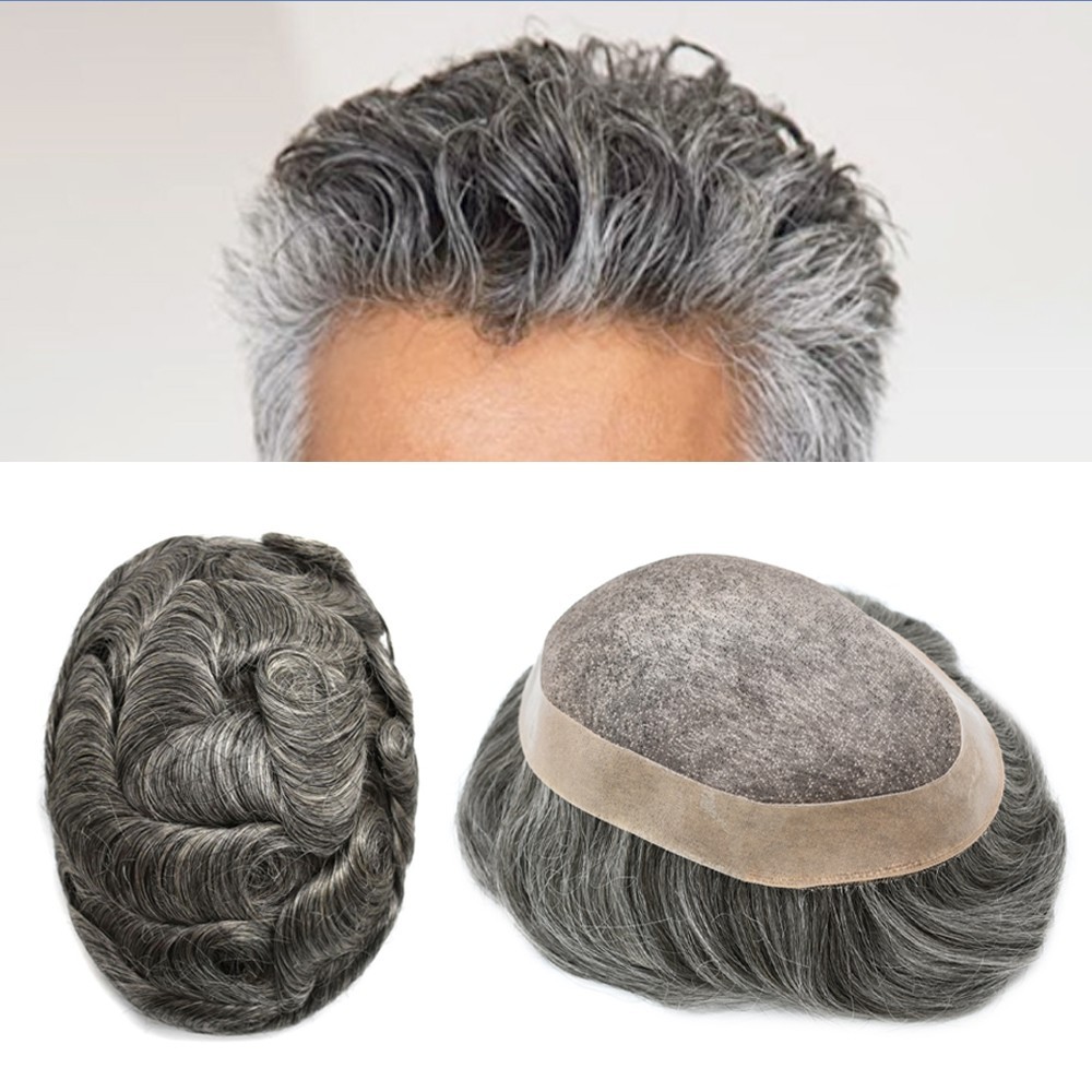 Mens Hair Replacement Fine mono Toupee All Colors Hairpiece PU System Men Wig US