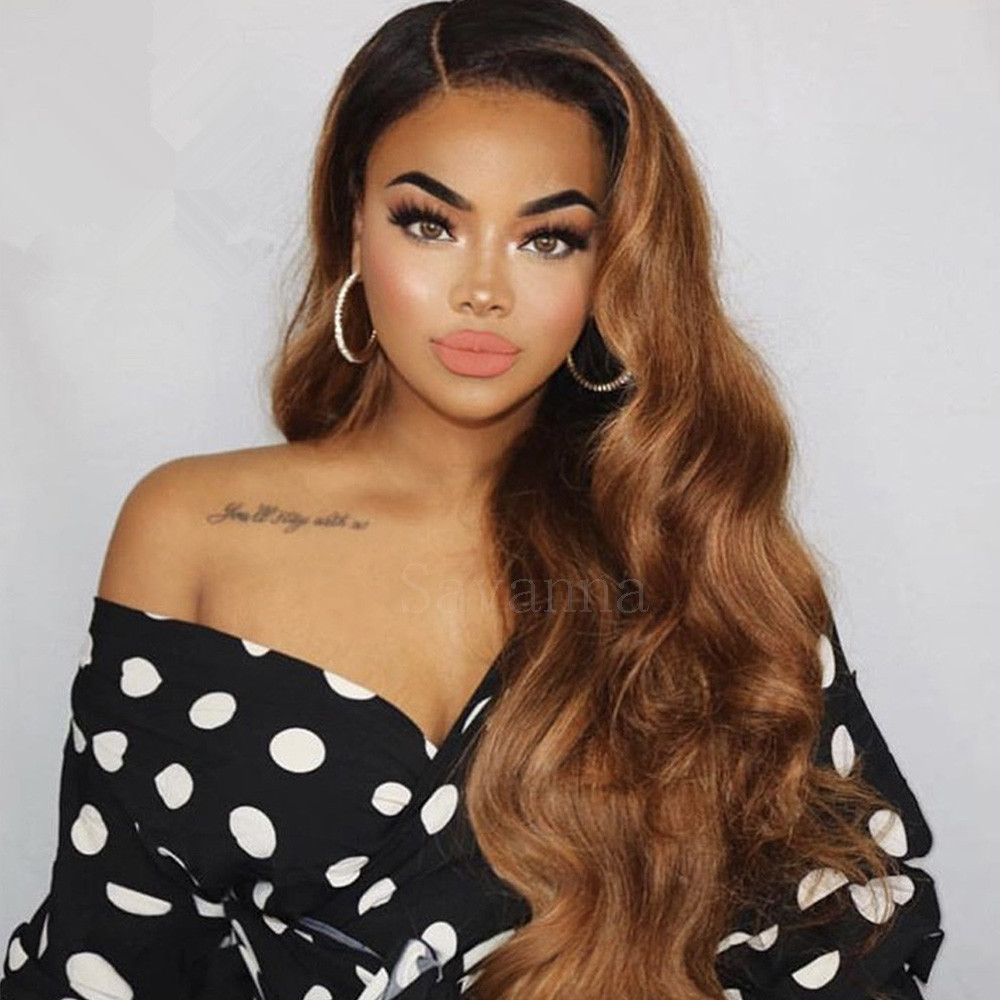 Brazilian Virgin Full Lace Human Hair Wig Wavy Ombre Blonde Remy Lace Front Wigs