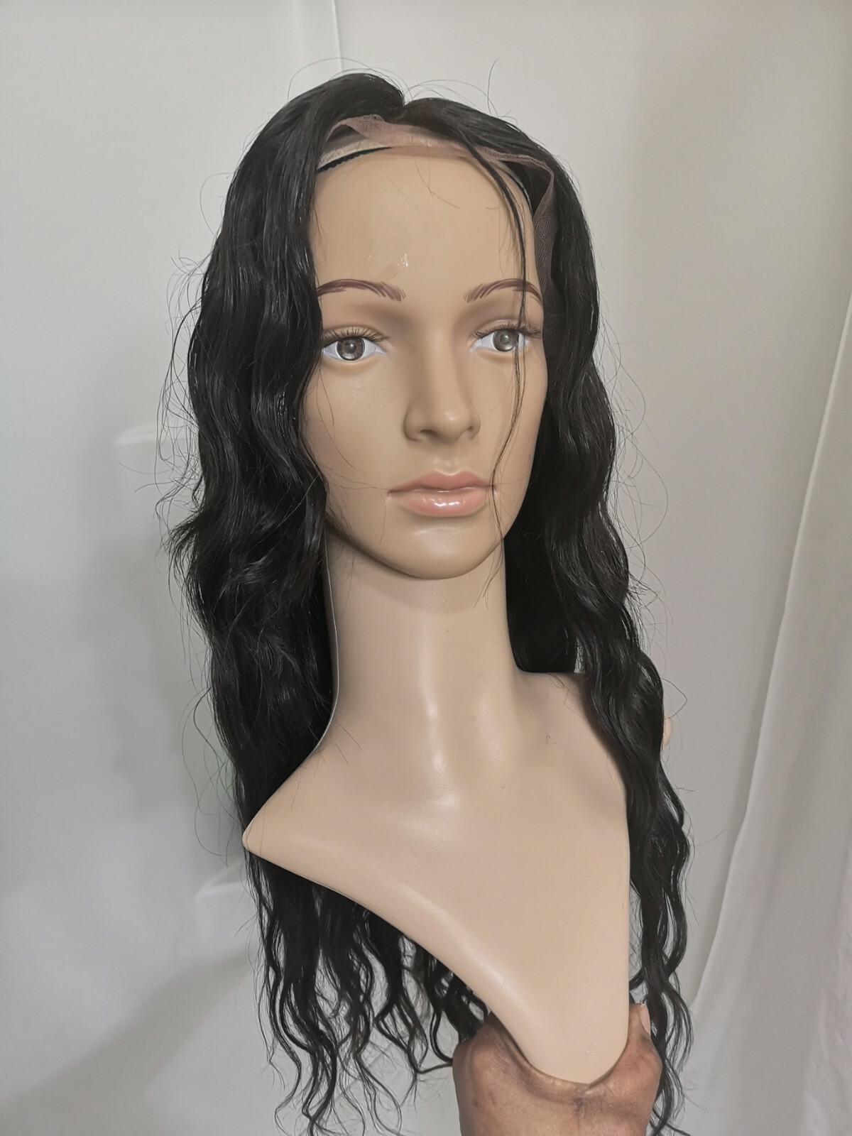 Custom High Quality Sexy 24” Virgin Human Hair Front Lace Wig 1B