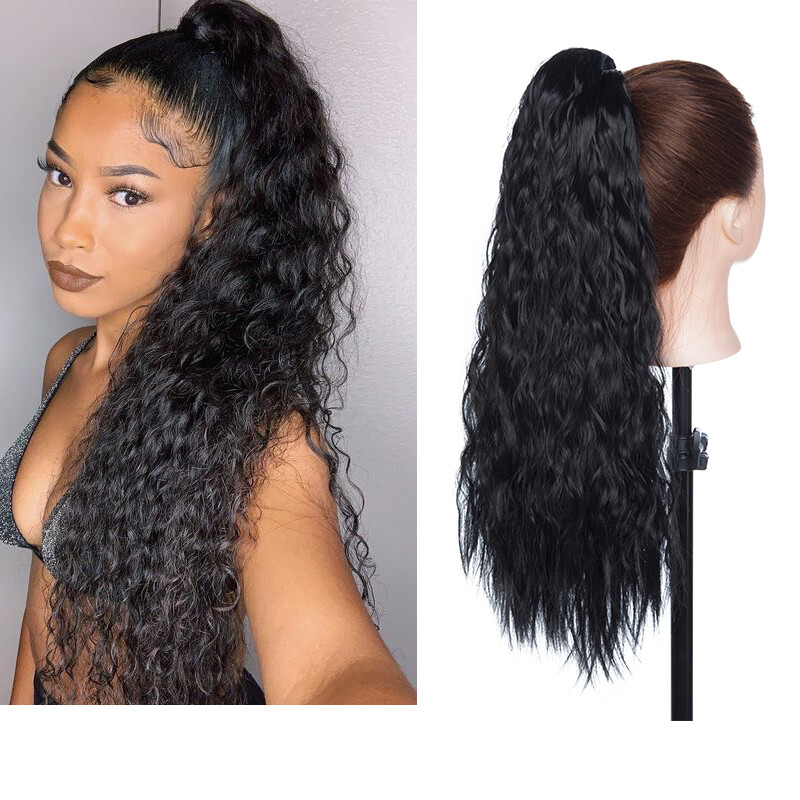 22″ Drawstring Natural Yaki Ponytail Kinky Real THICK As Human Hair Extensions