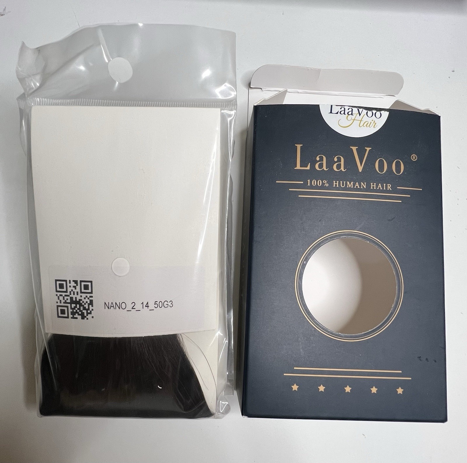 Laa Voo 14 In Nano Dark Brown 50g Human hair extensions Open Box Close Plastic