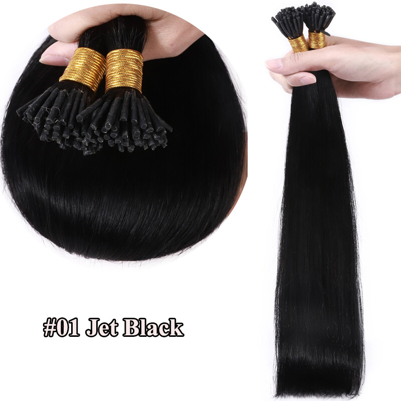 200 Strands Stick I-Tip 100% Real Human Hair Extensions Micro Ring Beads 100g US