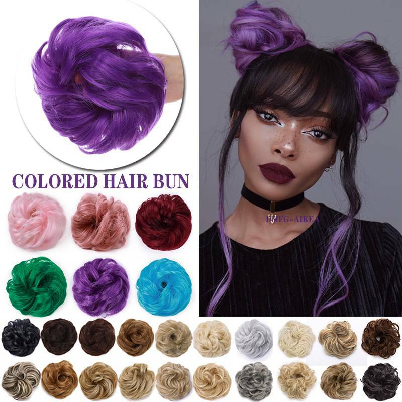 US Curly Messy Bun Hair Piece Scrunchies Updo as Real Hair Extensions for Human
