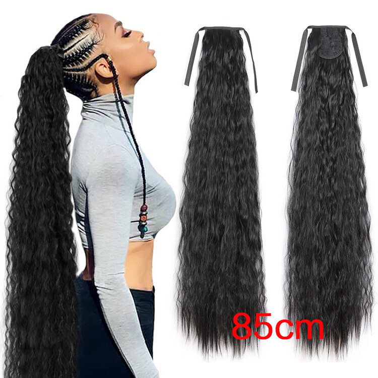 83cm 140g Curly 85cm as human Hair Extensions Corn Wave Ponytail Hairpiece