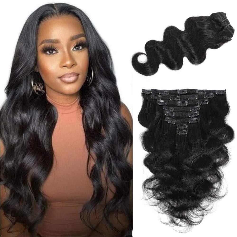 LUMIERE Body Wave 20 Clip In Hair Extensions 8pcs 120g Glueless Curly 26″ 120g
