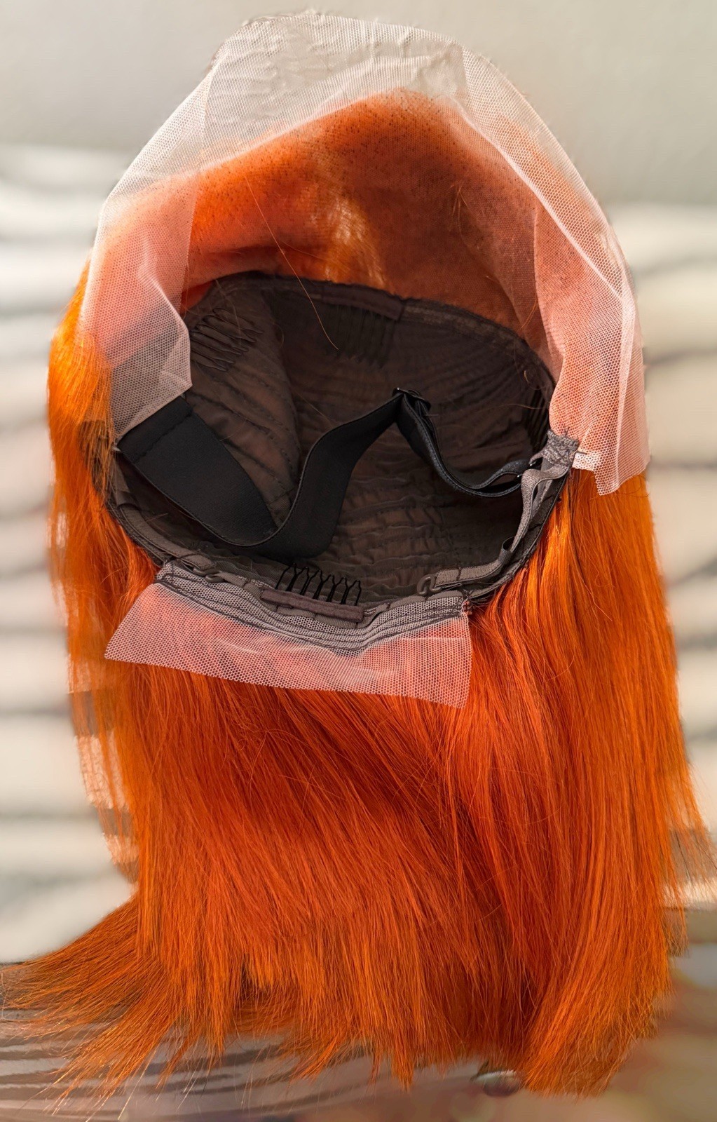 100% Human Hair,Bright Orange,12Inch Bob,Straight Style,Cosplay Or Just A Change