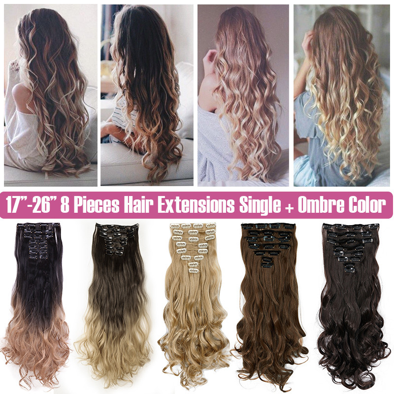 CLEARANCE Clip in as Human Hair Extensions Full Head 100% Real Hair Mix Blonde