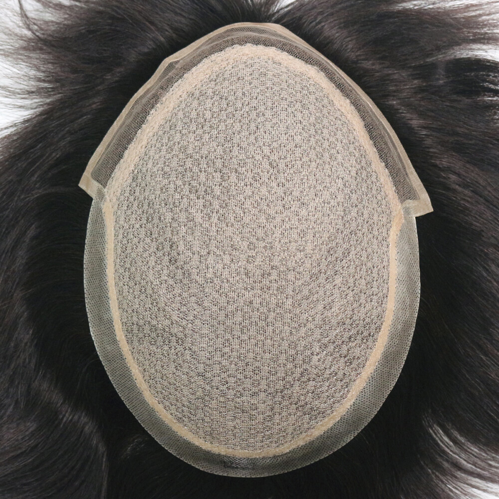Mens Toupee Human Hair System Silk Top French Lace Front Hairpiece I-lACE #NC