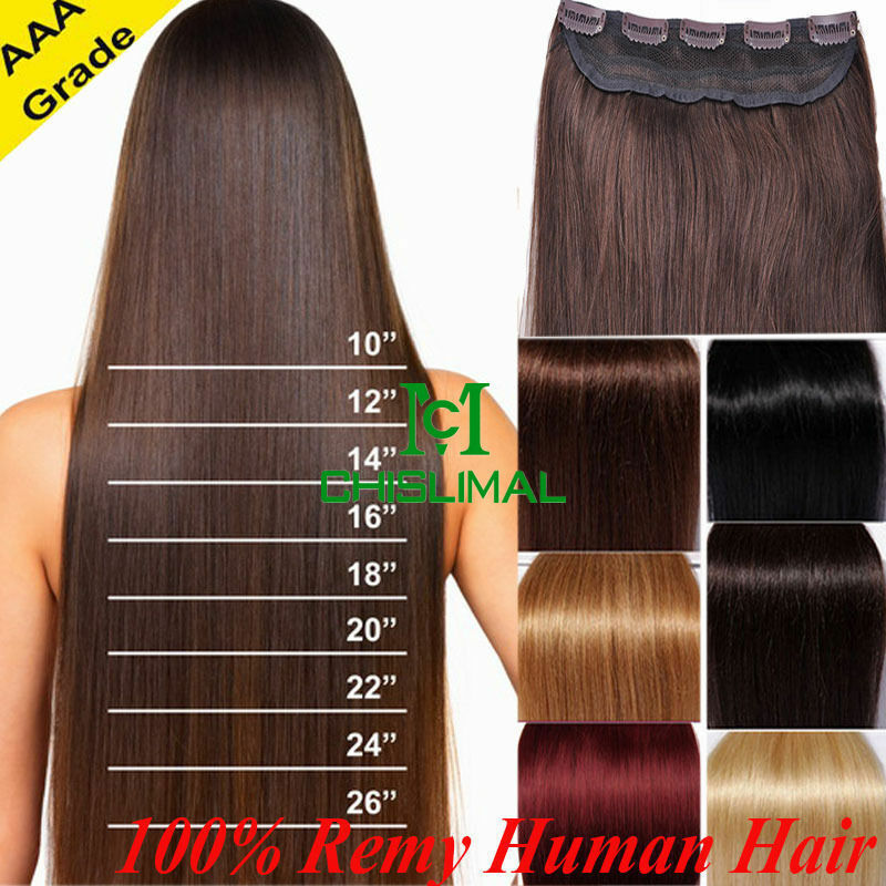 12-32inch 100g Remy Clip In Human Hair Extensions 3/4 Full Head Weft Custom Made