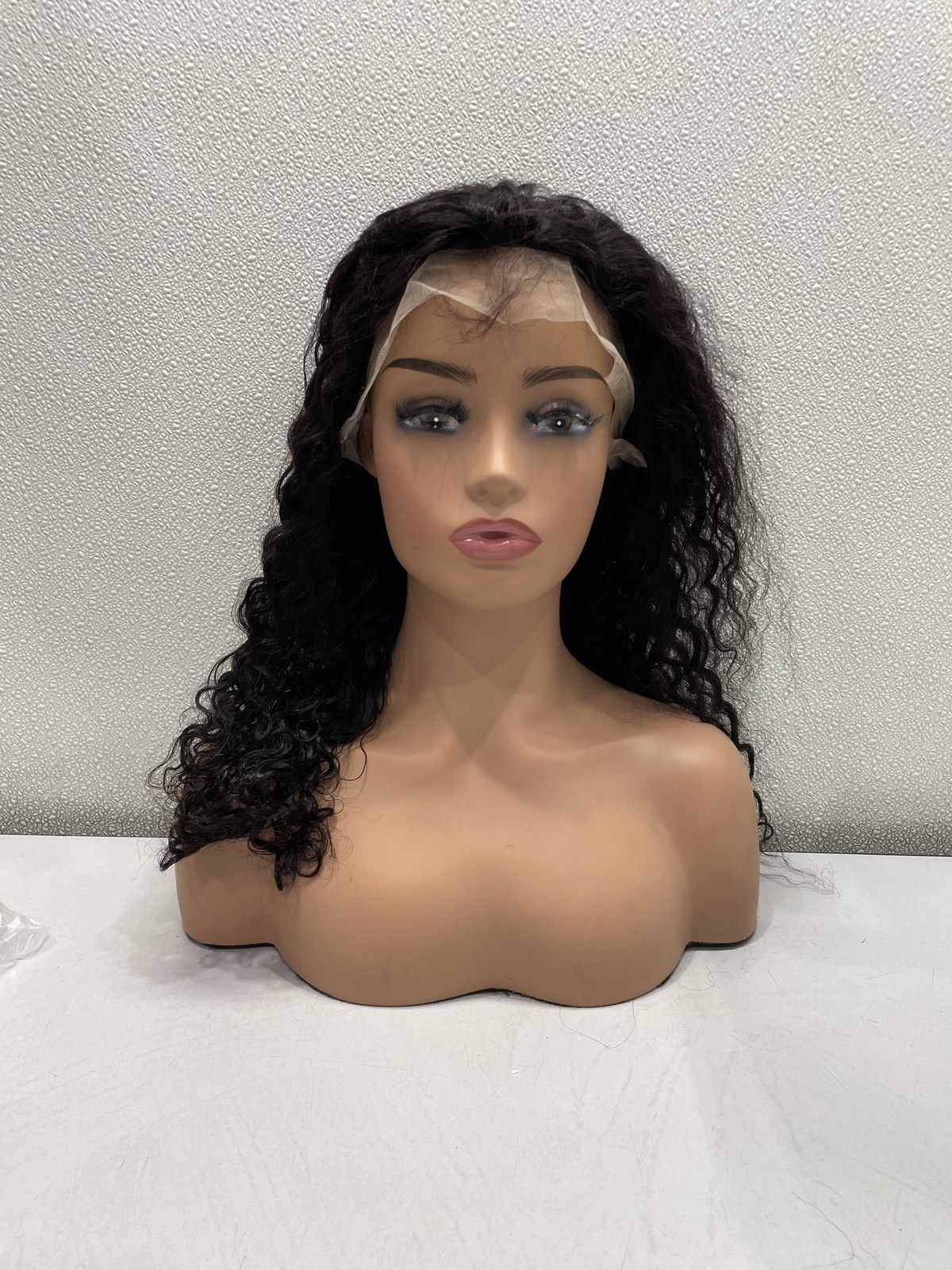 Natural Black Water Wave Human Hair Blend 13×4 Lace Front 180% Density Wig, 18″