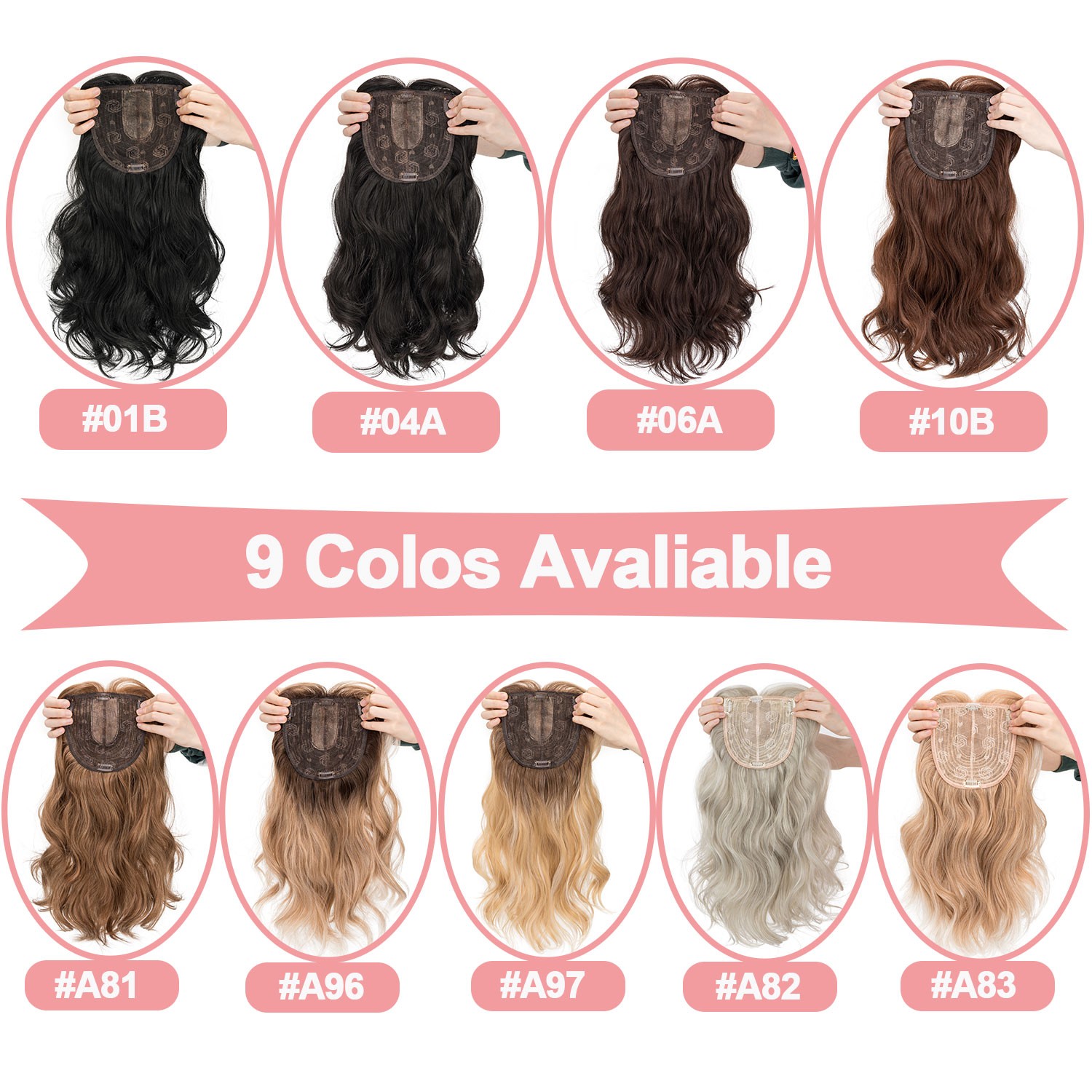 18″ Free Part Women Topper Real As Human Hair Top Toupee Piece Clip in Hairpiece