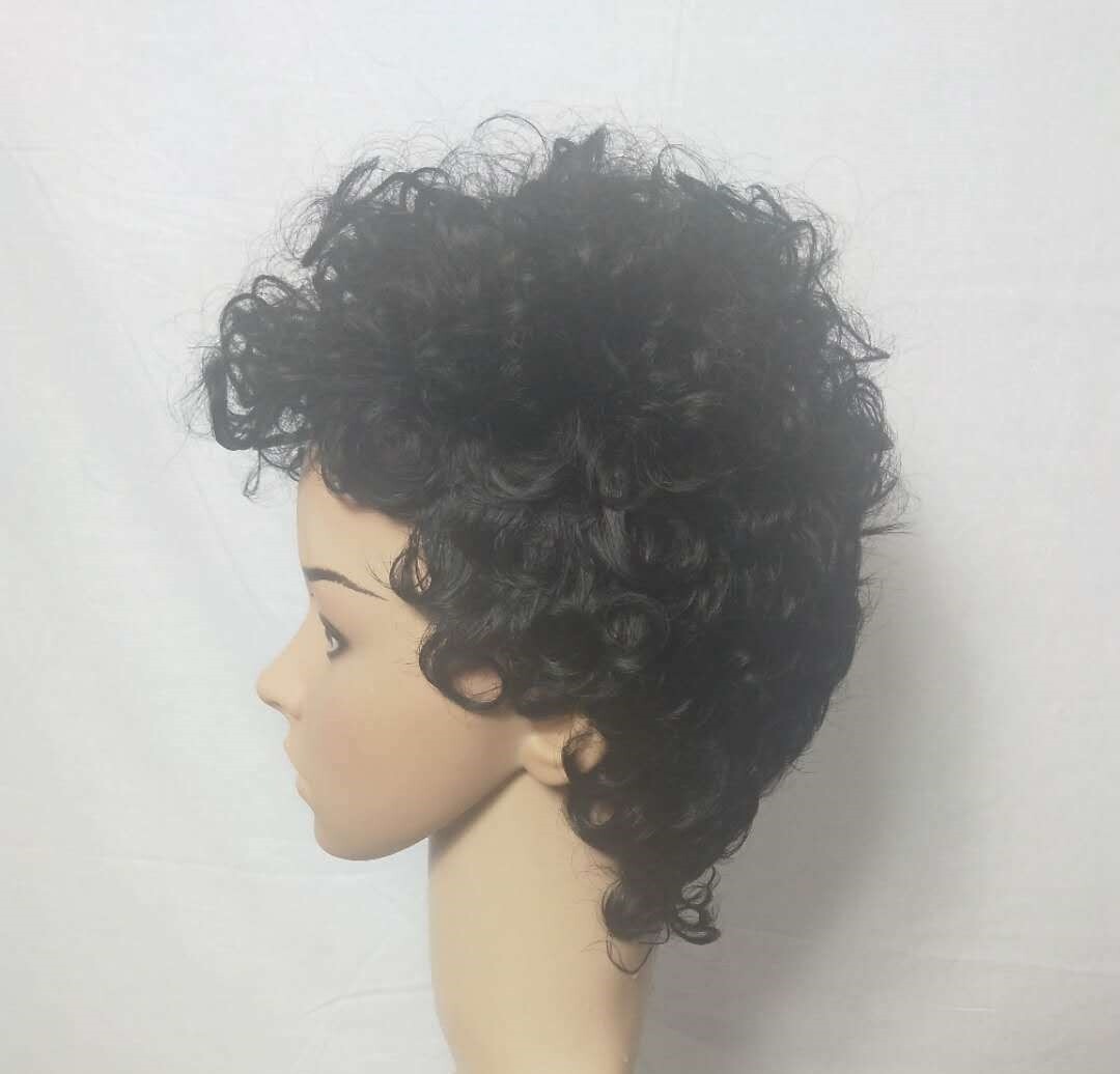 Women Curly Wavy Short Wigs Black Ladies Costume Synthetic Hair Brazilian Style