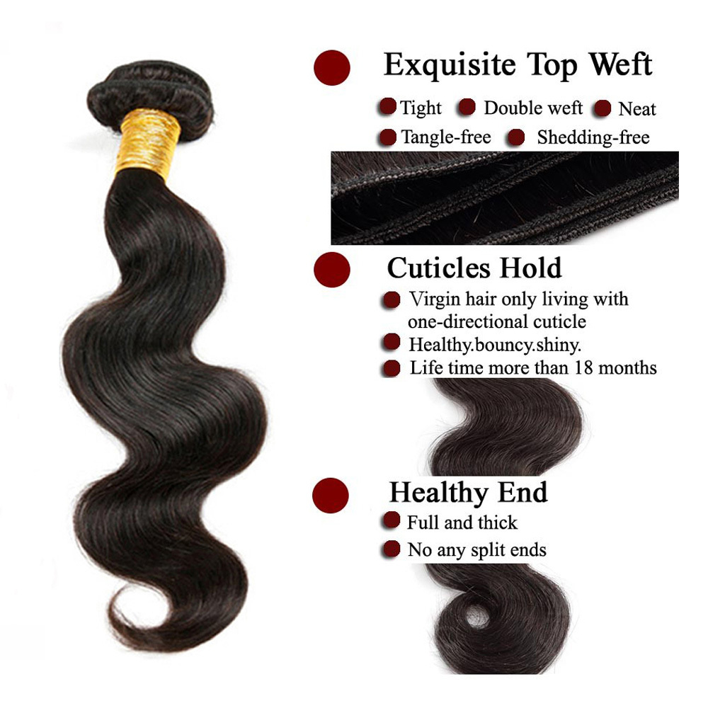 Body Wave Virgin Human Hair Wavy 1 or 3 bundles