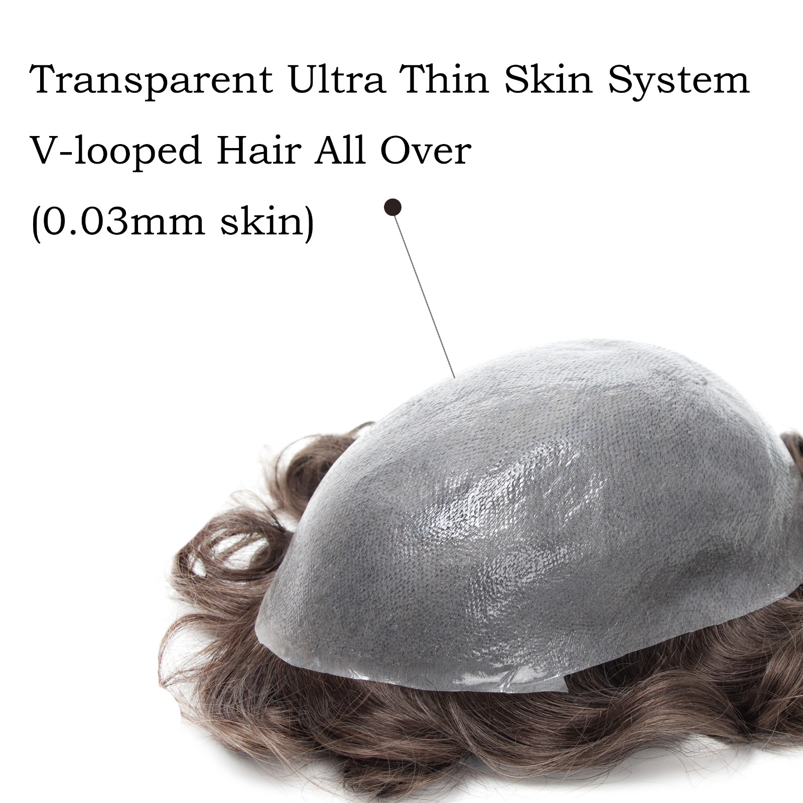 GEX Mens Toupee HairPiece V-loop 0.04mm Thin Skin Human Hair Replacement System