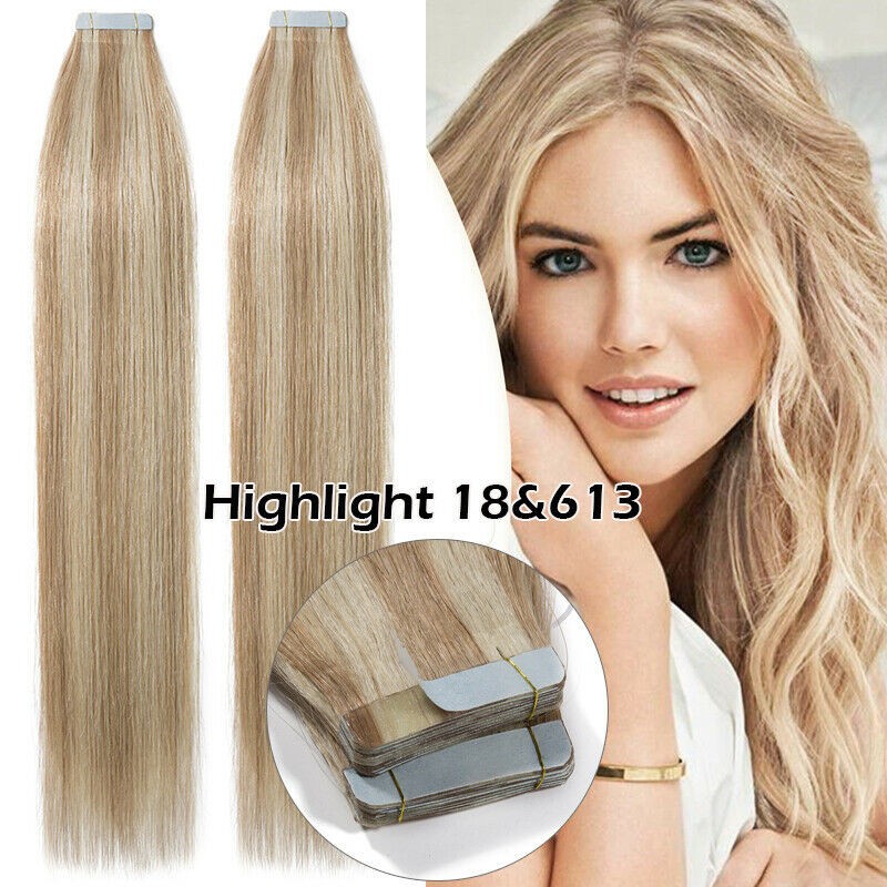 Invisible Tape In Human Hair Extensions Skin Weft Premium Hair Full Head 80pcs