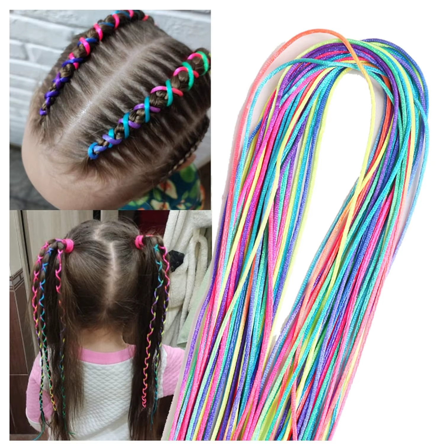 4Pcs 24″ Jumbo Braiding Hair Extensions Braids+24Pcs Multi-color Hair Rope Set