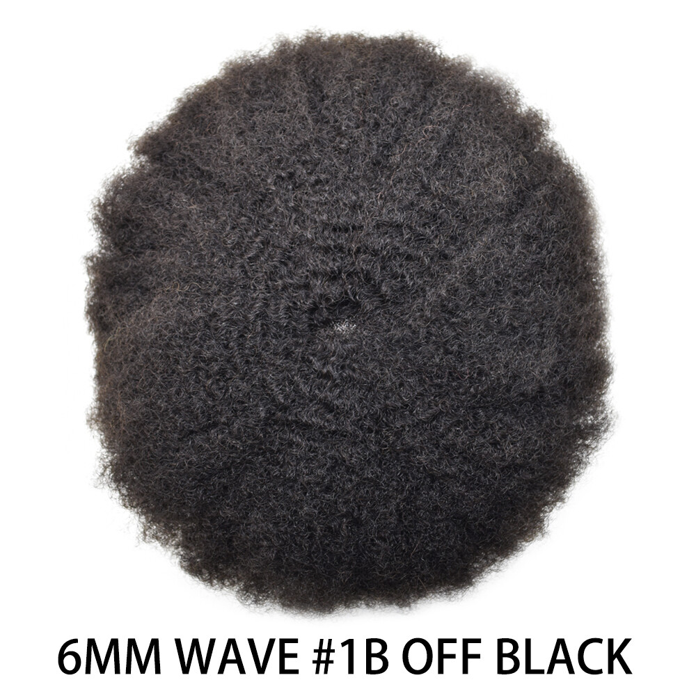 Mens Toupee Hairpiece Afro Curly Human Hair System Monofilament Wig for Men 6MM