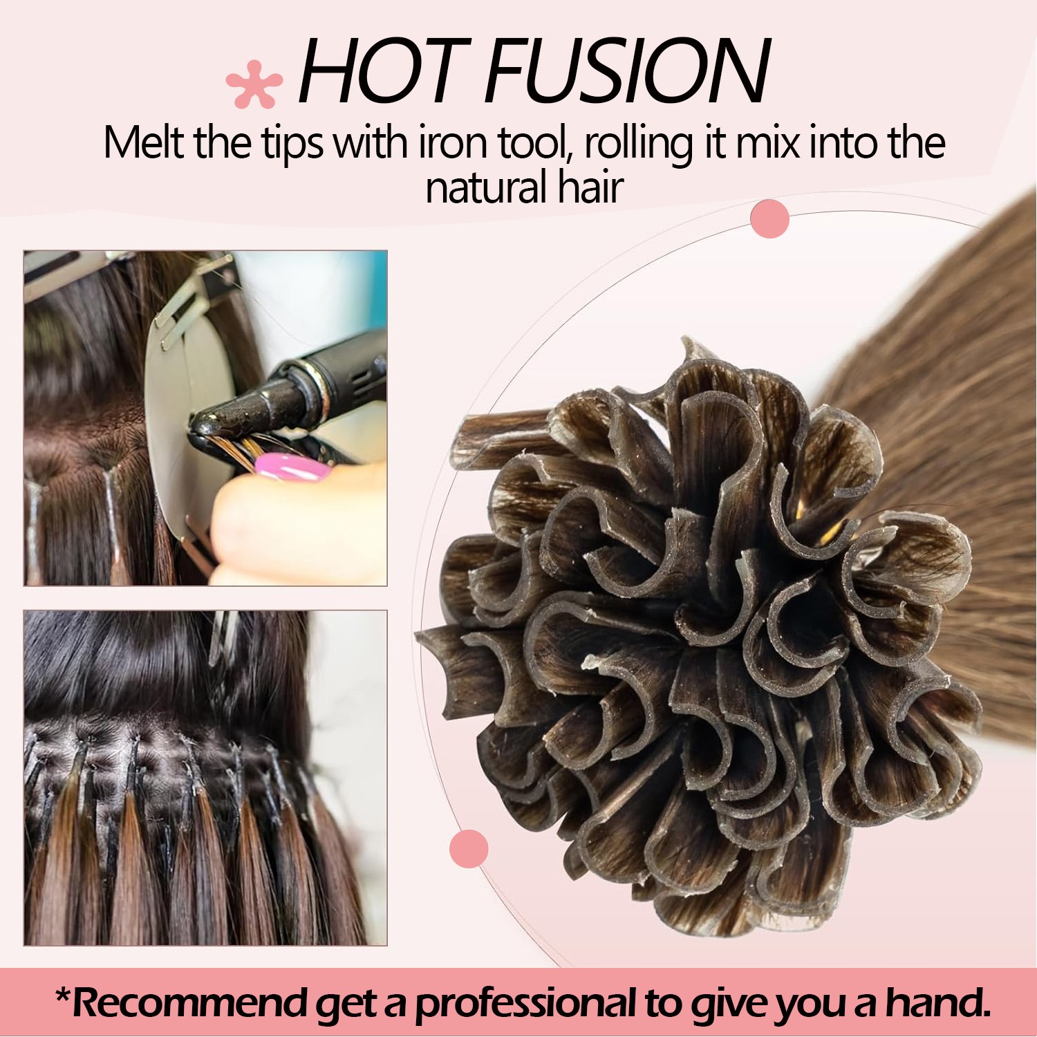 Nail Tip U Tip Hair Extensions Remy Human Hair Pre-Bonded Keratin Glue 50s-300s