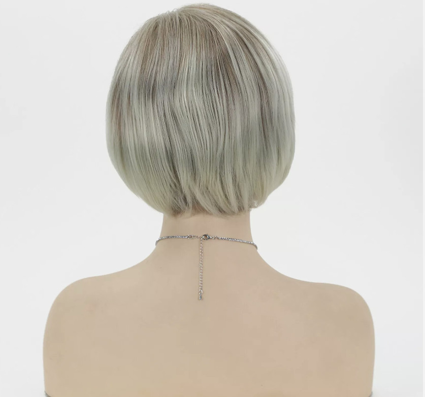 Japanese Short Bob Wigs for Women Ash Blonde Ombre Hair Fancy Dress Party Wig