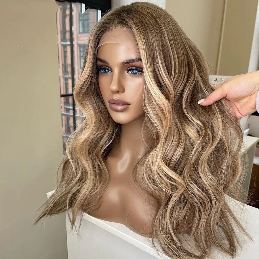 Highlight Ash Blonde Body Wave Remy Human Hair for Women 13×4 Lace Front Wig