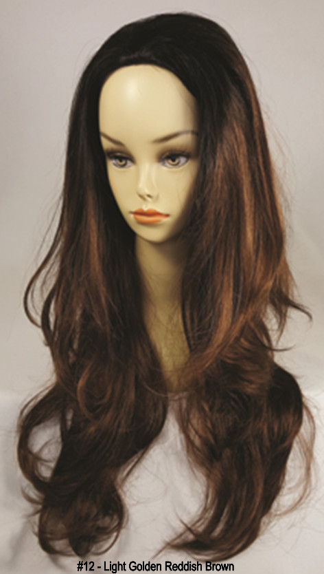 WOMENS LONG STRAIGHT HAIR WIG W/ SOFT CURLS ENDS NO BANGS SKIN TOP CHRISTINE