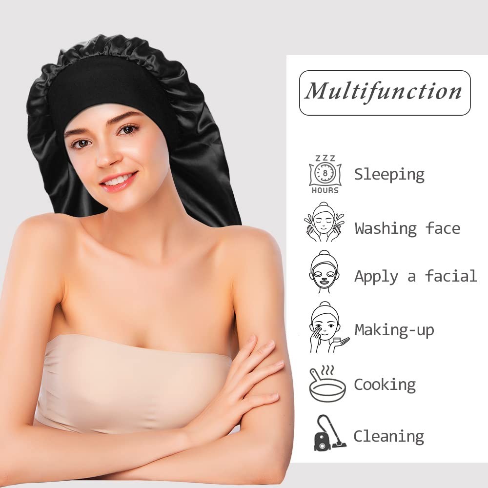 1 or 2 Pcs Sleeping Bonnet Long Satin Sleep Cap for Long Hair Braids Dreadlocks