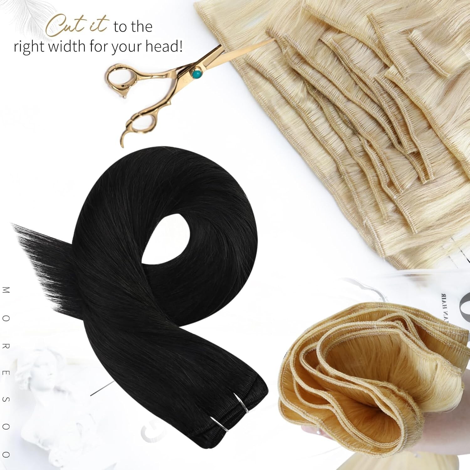 Versatile 100g Sew In Hair Extensions – Double Weft, Off Black, 20 In Length