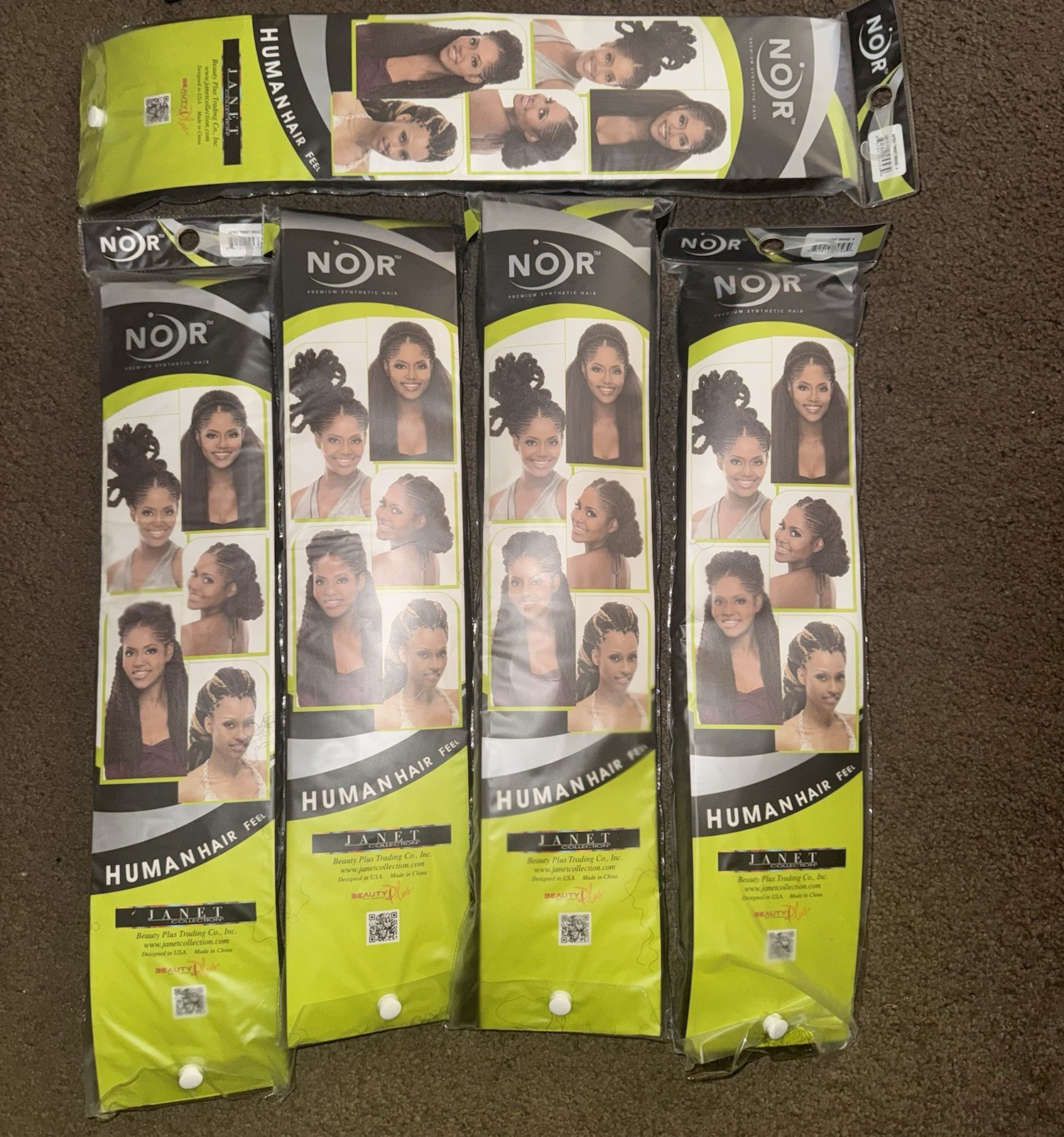 Janet Collection NOIR Afro Twist Braiding Hair 4” Dark Brown 70g Lot of 5 NWT
