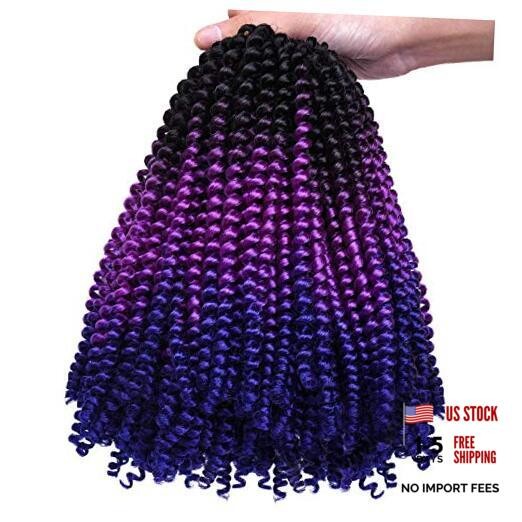 2 Pack Spring Twist Ombre Colors Bomb Twist Crochet T1B/Purple/Blue (2 packs)
