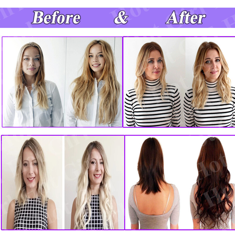 US 7A Clip In Real Human Hair Extensions Balayage 8pcs 100g+ 16″ 18″ 20″ 22″ HG