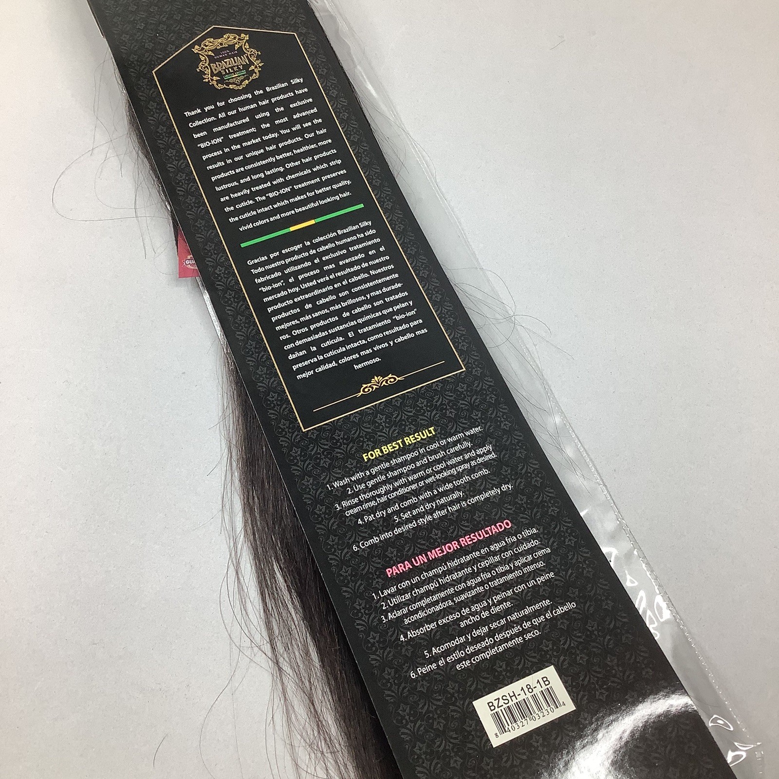 18” #1B Off Black Brazilian Silky Straight 100% Human Hair Extensions