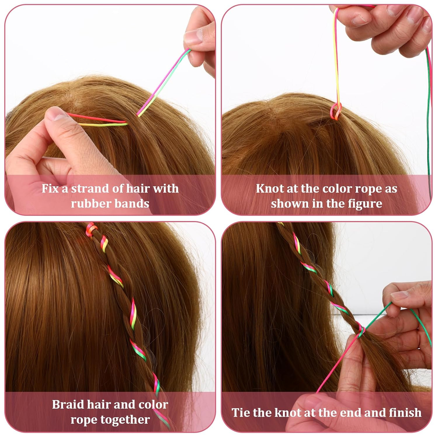 30pcs Multi-Color Hair Rope Set – 82 cm Long 1.5 mm Wide – Braid Hair