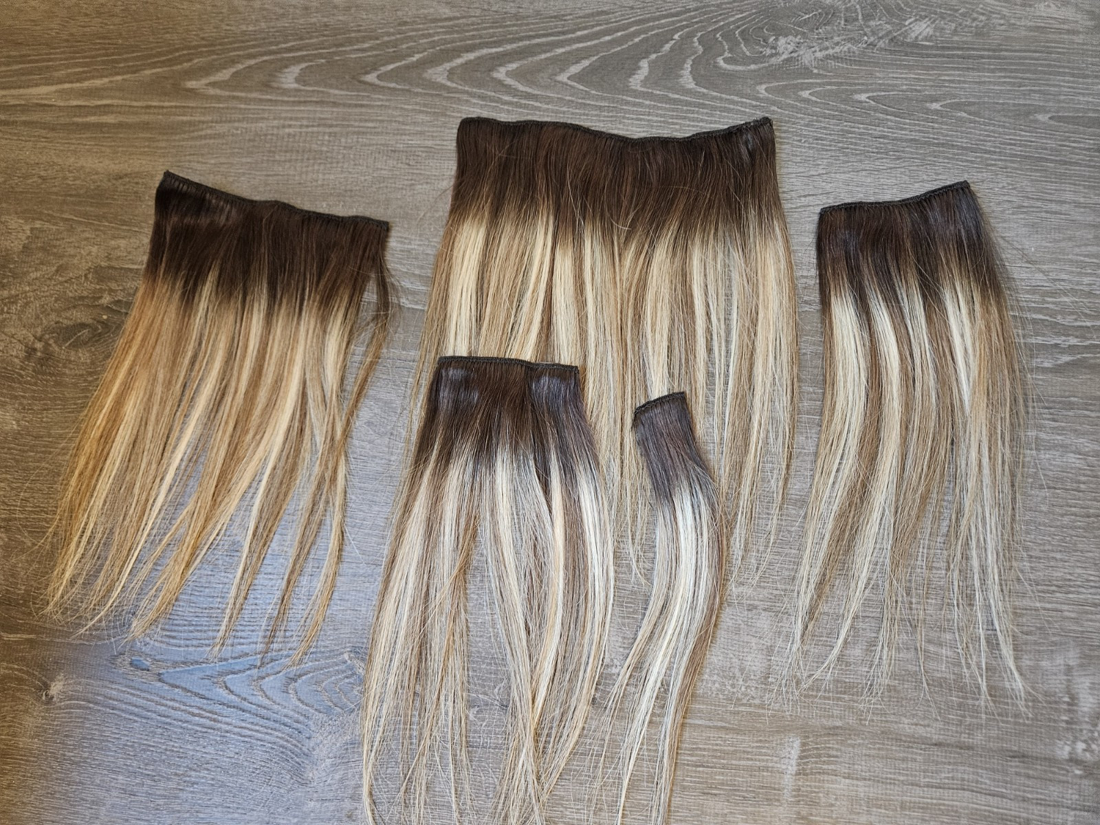 5 NEW HUMAN HAIR MIX BLONDE OMBRE CLIP IN HAIR EXTENSIONS New