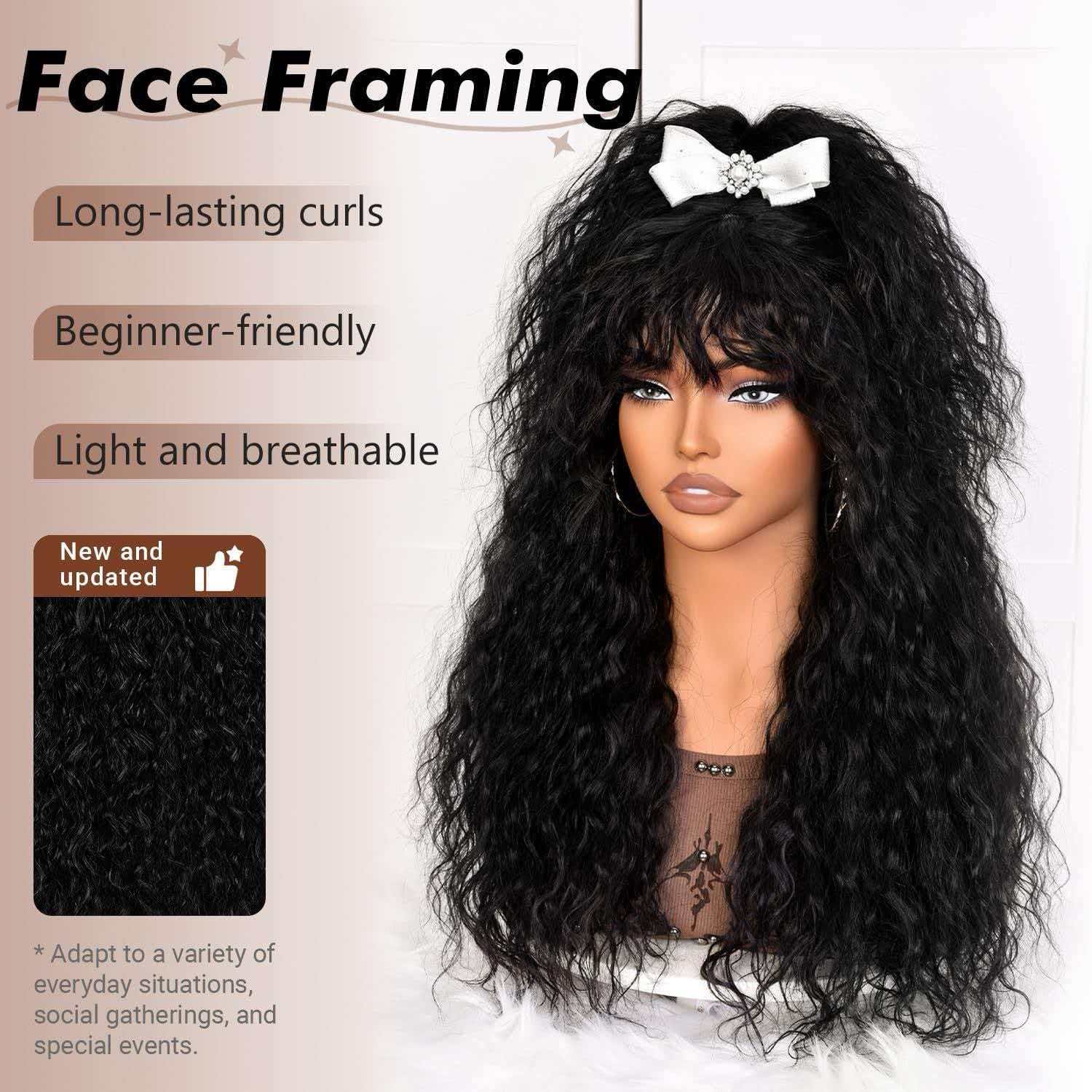 Kinky Curly Afro Wig for Women Black Full Heat Resistant Synthetic Cosplay Party