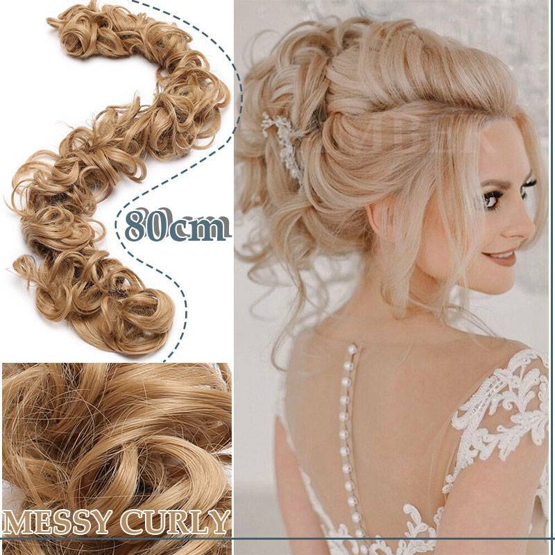 LARGE Curly Updo Messy Bun Hair Piece Scrunchie Real Long Wrap on Hair Extension