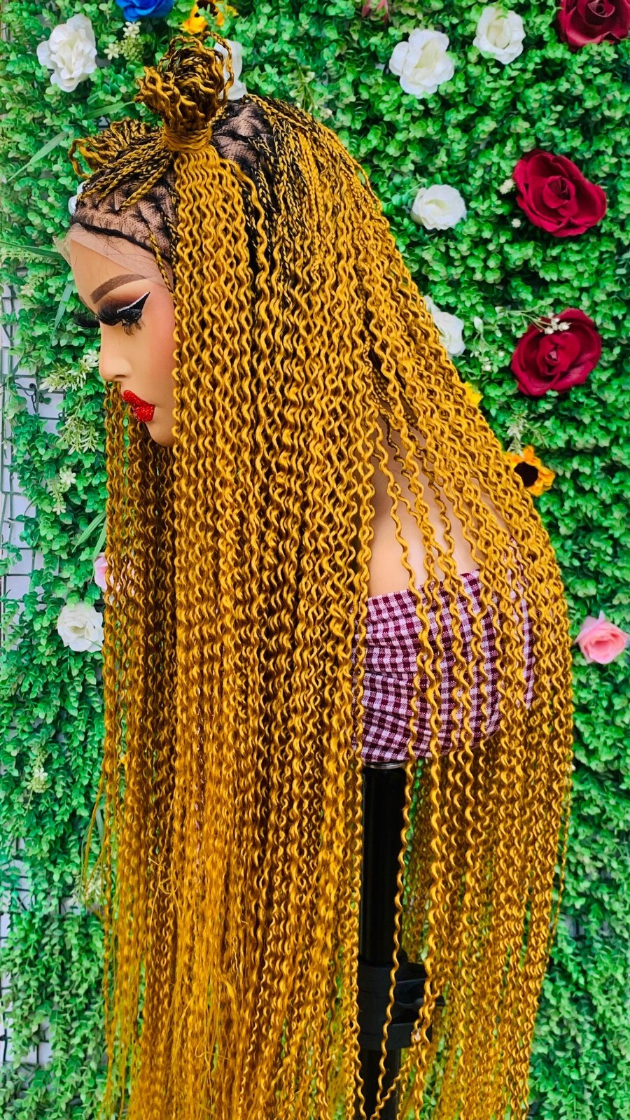 KNOTLESS WATERMELON BRAIDED WIG ON 13*6 LACE CLOSURE 42″